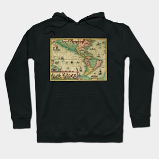 Antique Old World Map of the Americas by Jodocus Hondius Hoodie